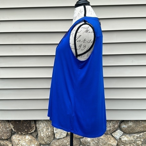 Cable & gauge Angelfish Blue Sleeveless Pleat Front Blouse - Picture 8 of 13
